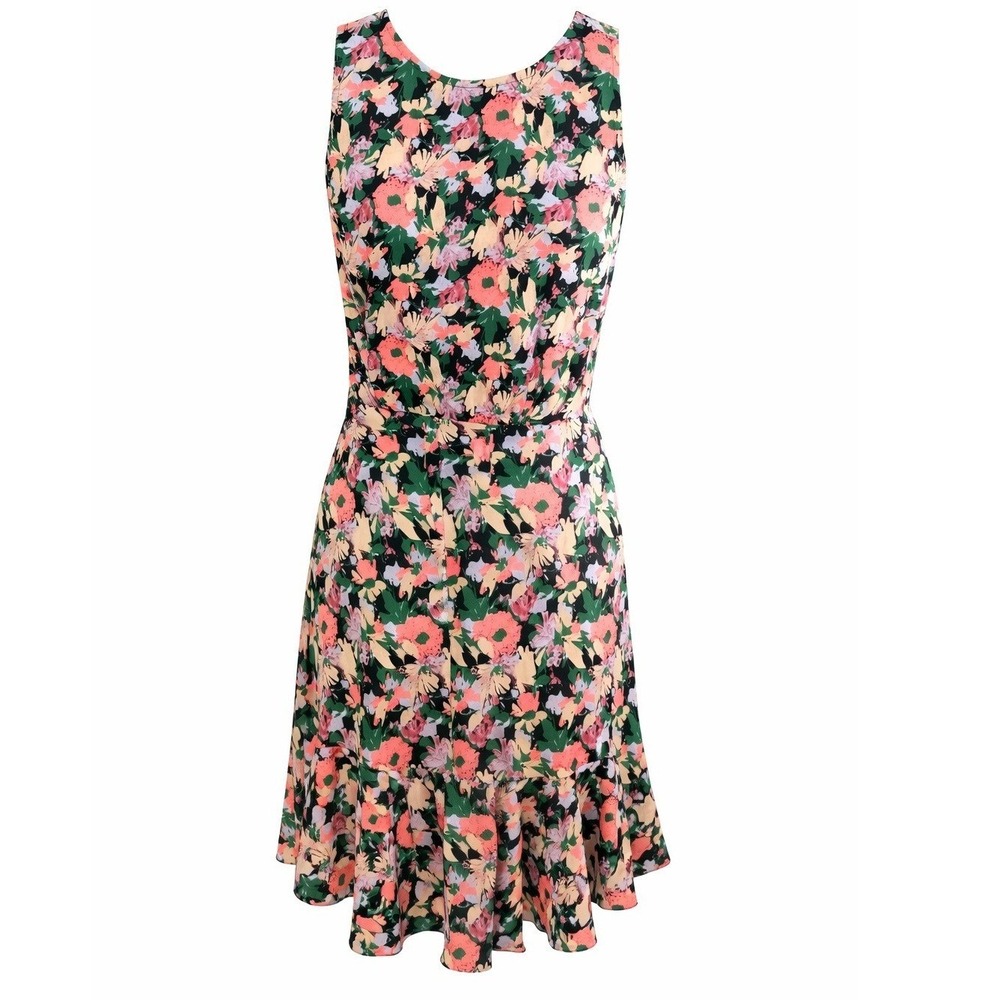 J Crew Mercantile Women 10 Floral Sleeveless Ruffle Hem Fit & Flare Dress Multi